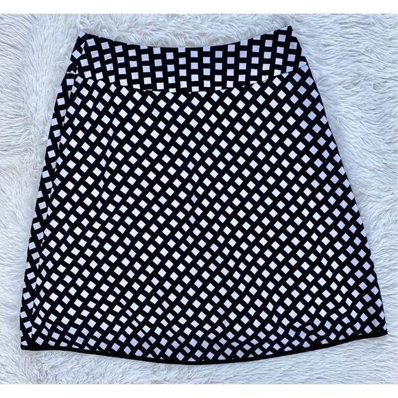 NEW RB Collection New York SZ 12 Black White Checkered Print Skirt - Picture 3 of 10